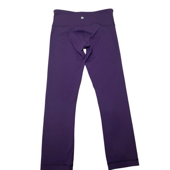Lululemon Women 4 Wunder Under Crop Leggings Style Color Plum, Solid Purple - Picture 11 of 13